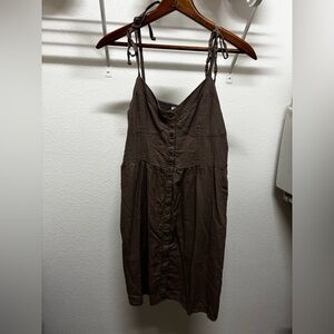 Aerie Linen Blend Button-Down Dress